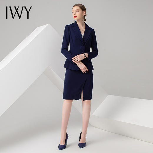 IWY/藏青色长袖西装半裙套装CS10313 商品图3