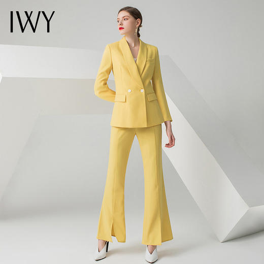 IWY/黄色长袖西装阔腿裤套装C10386+P30226 商品图0
