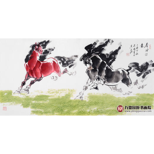 田成义《春风得意》68*138cm 动物横幅作品 办公室/客厅挂画 商品图1