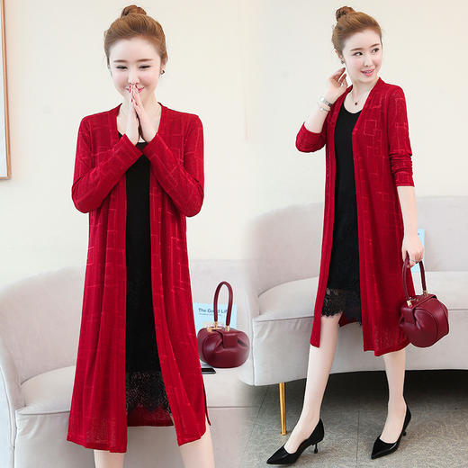 TYL-8869春夏薄款针织开衫过膝披风外套ZXH 商品图0