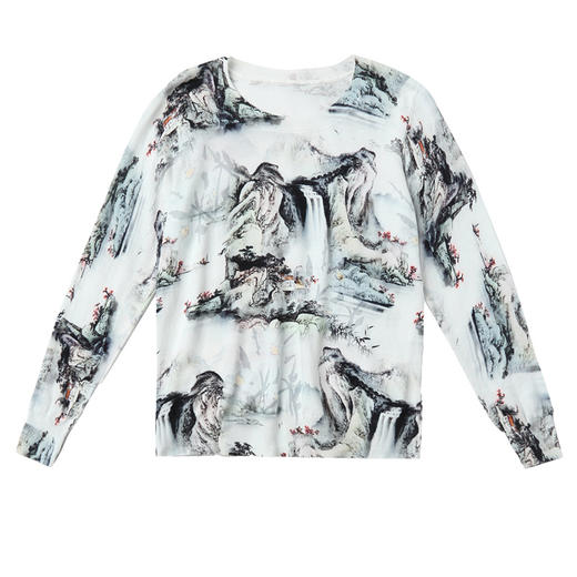 FCY-FYF259新款针织衫薄毛衣印花长袖宽松打底衫ZXH 商品图4