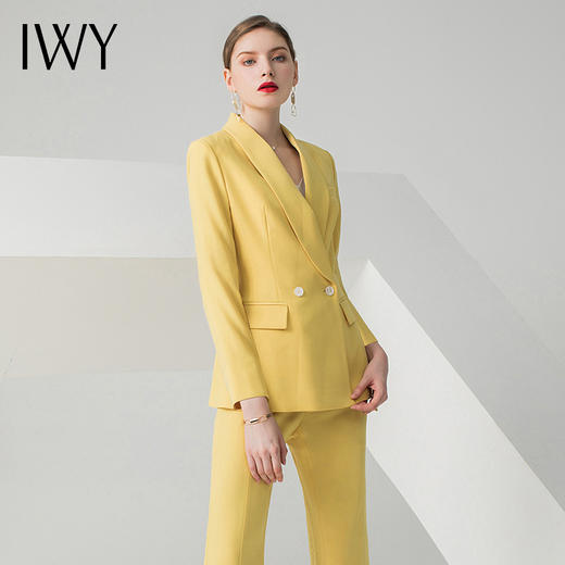 IWY/黄色长袖西装阔腿裤套装C10386+P30226 商品图2
