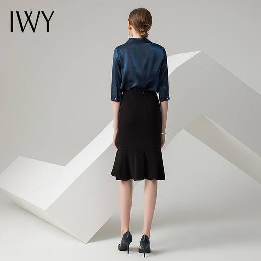IWY/蓝色五分袖衬衫黑色半裙套装AB0288+AS0185 商品图2