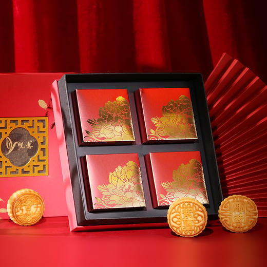 悦意国色天香纯素月饼礼盒(四块装)300g/盒 以石磨面粉为饼皮原料 心选馅料 商品图0