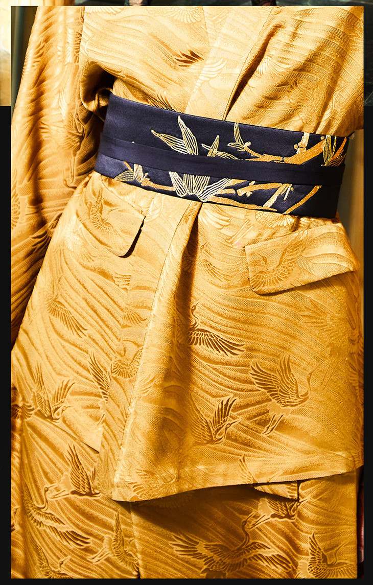 高级哑金色真丝花罗女士西服外套hg22011101