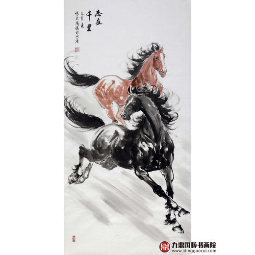 张祺晟《志在千里》68*138cm 动物竖幅作品 办公室/玄关挂画 商品图1