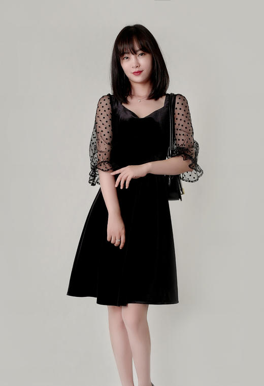 网纱拼接小礼服裙 商品图0