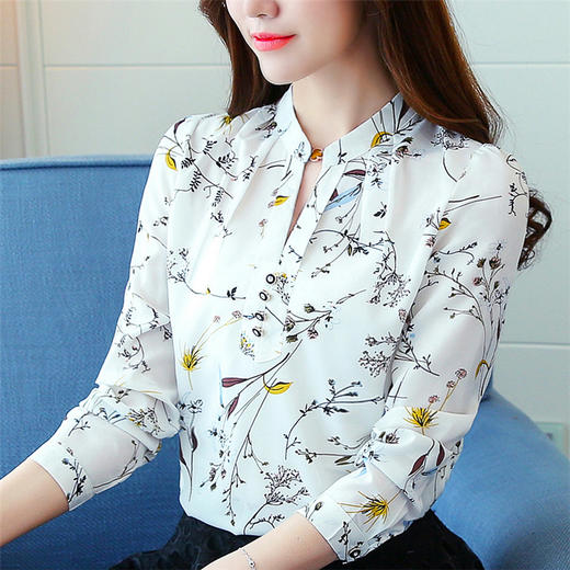 FFM-9048碎花韩版宽松衬衫长袖印花小衫 商品图4