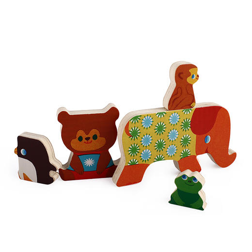 djeco动物配对木质手抓板嵌板立体拼图幼儿1-2岁早教益智儿童玩具 商品图3