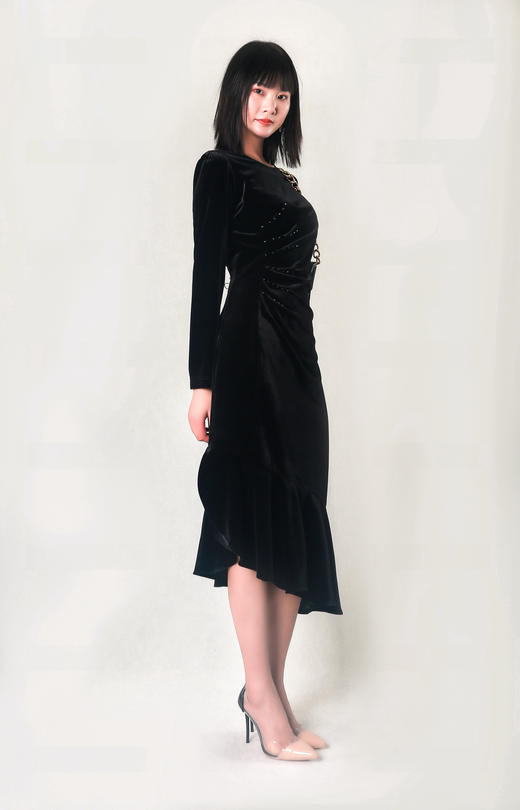 鱼尾摆腰捏褶女神裙 商品图3