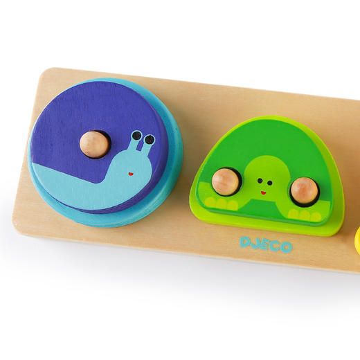 djeco宝宝几何形状配对积木1-2岁蒙氏早教手抓板嵌板套柱拼图玩具 商品图3