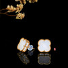 18K玫瑰金和田玉（白玉）四叶草耳饰 /四叶草12mm 商品缩略图1
