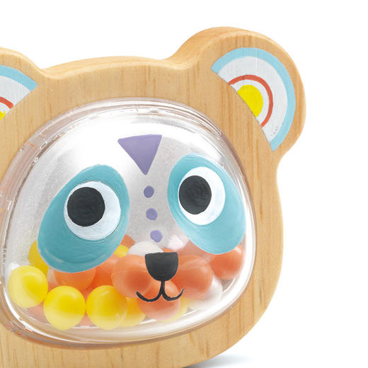 法国DJECO小熊猫手摇铃木质逗乐婴儿安抚宝宝抓握玩具3个月 商品图2