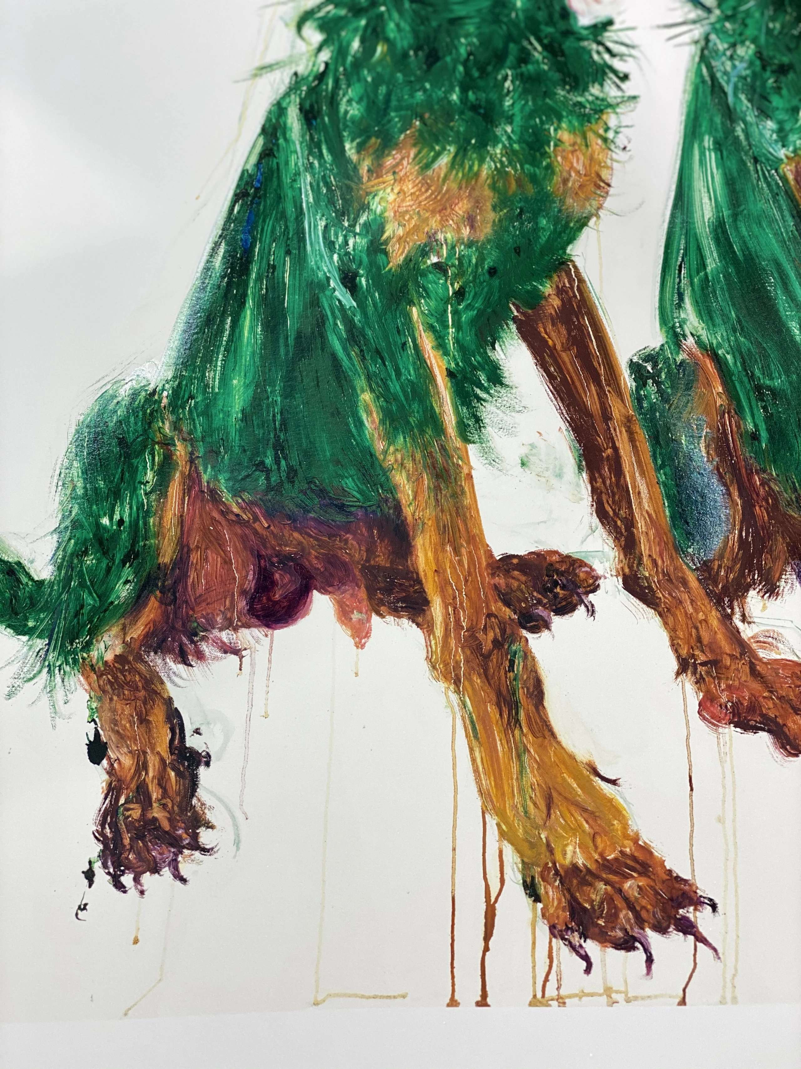 周春芽《两只卡恩-2020版》全球限量100版 亲笔签名 丝网版画 100×80