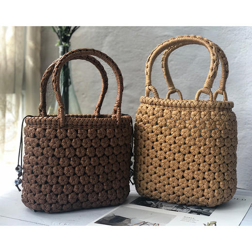 【手工客x云心】经典 六角花结纸藤包 束口袋形式(课程需单独购买)