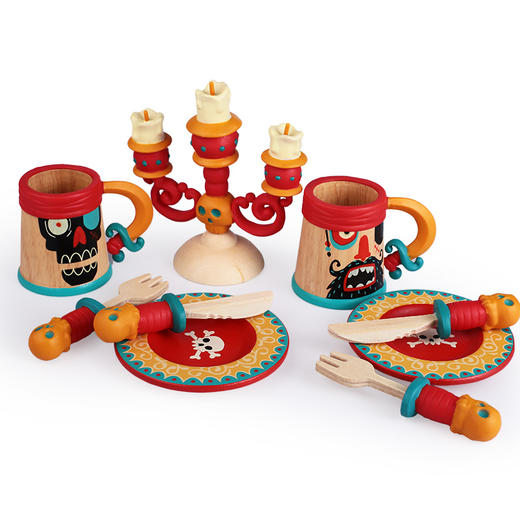 djeco过家家厨房派对女孩仿真厨具儿童下午茶套装木质2-3岁玩具 商品图0