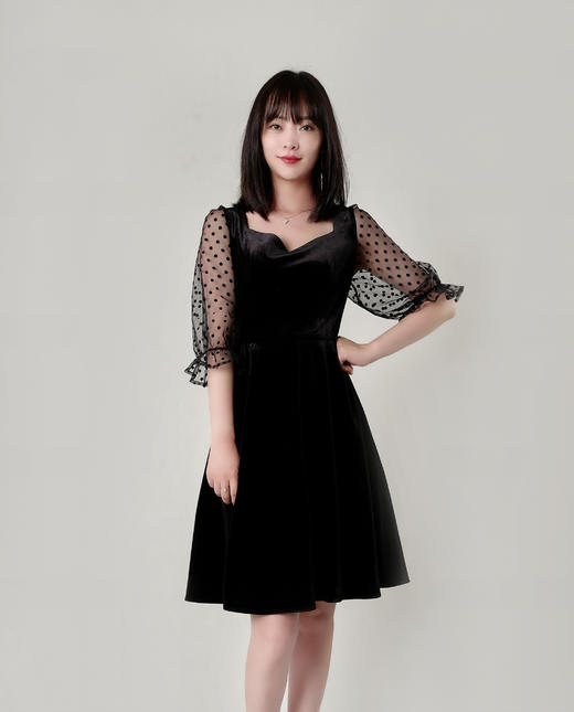 网纱拼接小礼服裙 商品图1