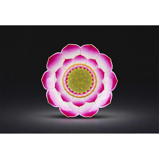 手绘珐琅彩莲花盘 商品图0