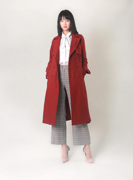 侧开叉撞色小心机风衣（附腰带） 商品图2