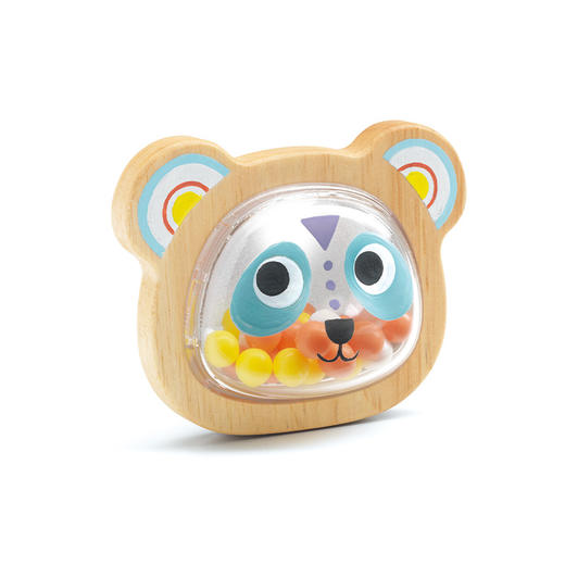 法国DJECO小熊猫手摇铃木质逗乐婴儿安抚宝宝抓握玩具3个月 商品图1