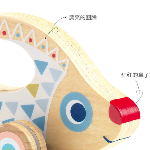法国djeco刺猬小车1-3岁儿童玩具车男孩惯性四轮耐摔幼儿学爬木制 商品图2
