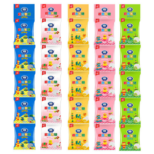 Amos阿麦斯4D积木水蜜桃味 28g*5袋 水果动物 果汁软糖 网红糖果零食 惊艳3D造型 益智大挑战 商品图1