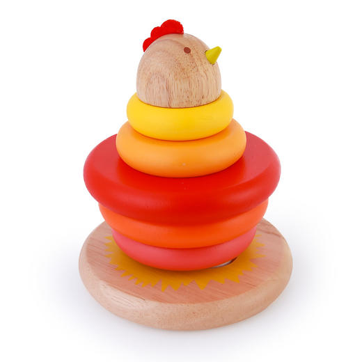 Djeco小鸡叠叠乐堆堆塔儿童益智套圈圈积木玩具木制婴儿宝宝1岁 商品图4