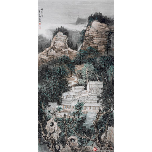 李星赋《避暑庄园》68*138cm 山水竖幅作品 玄关/办公室挂画 商品图1