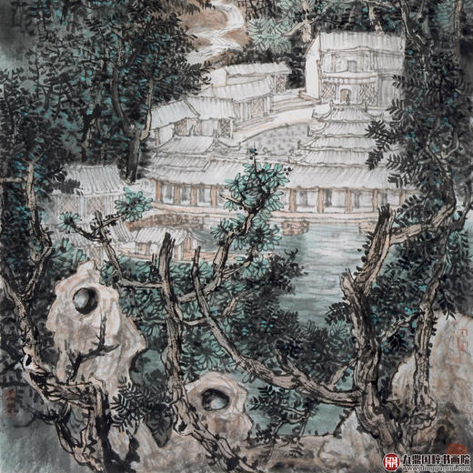 李星赋《避暑庄园》68*138cm 山水竖幅作品 玄关/办公室挂画 商品图3