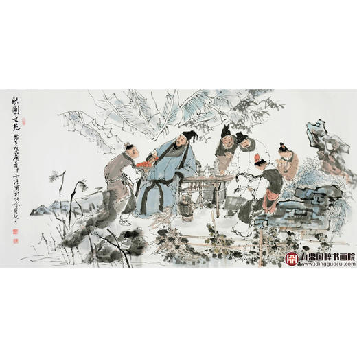 杨西沐《秋图文苑》68*138cm 人物横幅作品 茶室/客厅挂画 商品图1