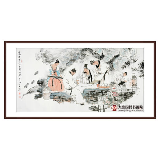 杨西沐《烹茶听琴玩乐图》68*138cm 人物横幅作品 茶室/客厅挂画 商品图0