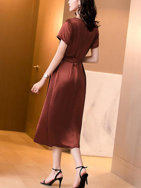 HT-BH-456-6623高级感三醋酸真丝缎面连衣裙女夏2020新款收腰显瘦名媛气质女神范