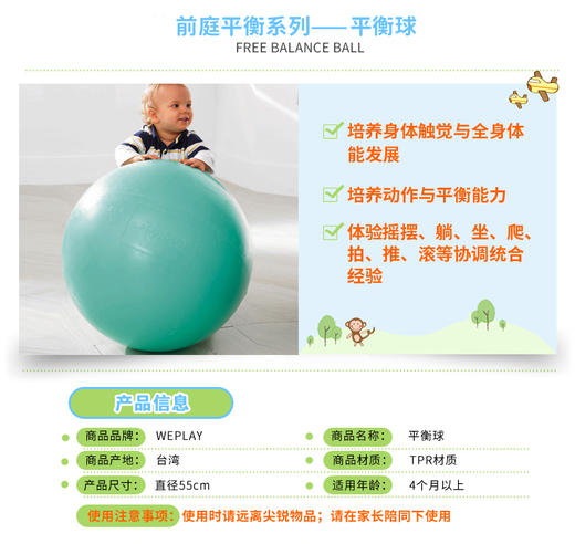 台湾WEPLAY原装进口幼儿园感统器材龙珠玩具儿童游戏瑜伽球 商品图1