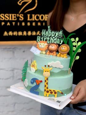 小狮子狮子座长颈鹿翻糖摆件动物奶油生日蛋糕