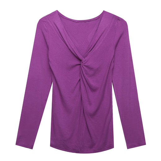 MZ-MZ5988薄款紧身针织春秋女性感交叉V领修身长袖打底衫ZXH 商品图4