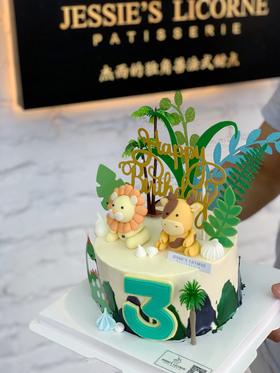 小狮子小牛翻糖摆件动物宝宝生日奶油蛋糕