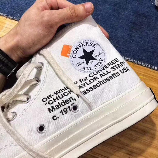 Virgil Abloh限量 OFF White x Converse Chuck 1970S 经典帆布高帮板鞋“OW黑白阴阳 商品图7