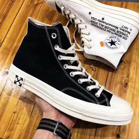 Virgil Abloh限量 OFF White x Converse Chuck 1970S 经典帆布高帮板鞋“OW黑白阴阳