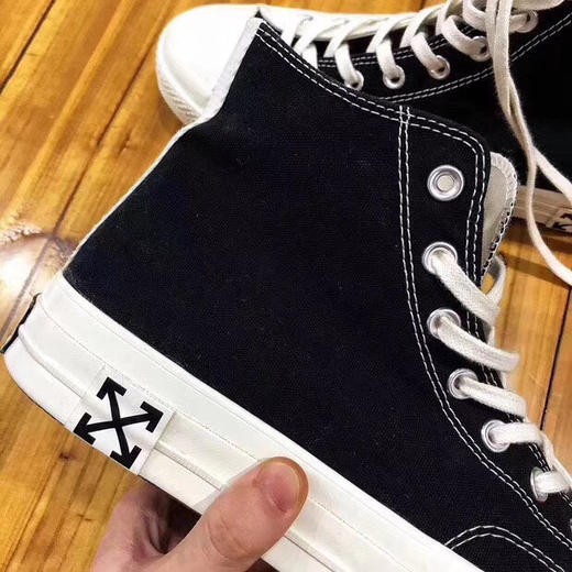 Virgil Abloh限量 OFF White x Converse Chuck 1970S 经典帆布高帮板鞋“OW黑白阴阳 商品图6