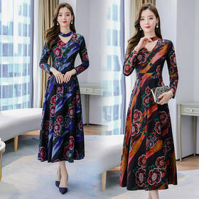 DJ-NS9880复古修身显瘦加厚针织连衣裙