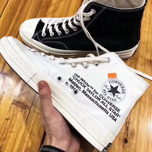 Virgil Abloh限量 OFF White x Converse Chuck 1970S 经典帆布高帮板鞋“OW黑白阴阳 商品图1