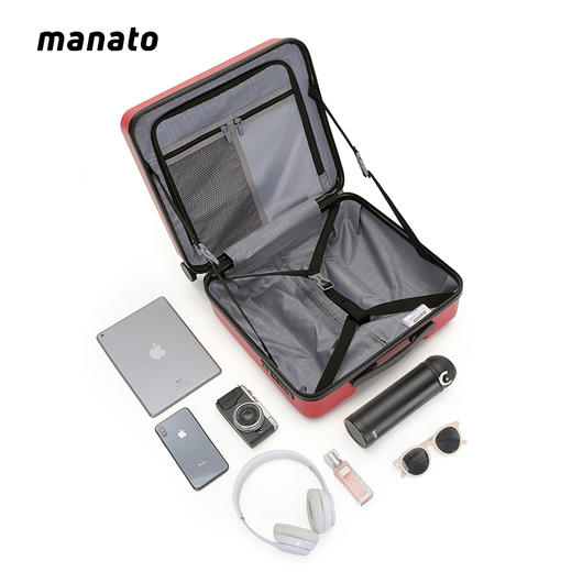 美纳途行李箱万向轮小型轻便旅行箱子16寸拉杆箱女红色登机箱18寸BK-09 商品图1