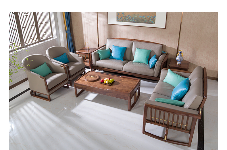 铜木主义 千里江山艺术家具(黑胡桃版)客厅家具 沙发 花架 - 铜师傅