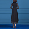 SSGS-L489新款秋优雅气质长袖收腰显瘦黑色拼接大摆雪纺连衣裙 商品缩略图3
