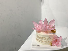 纯手工糖花简约女士生日奶油蛋糕