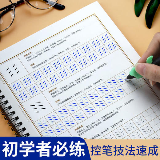 控笔训练字帖硬笔书法成人初学练字儿童入门笔画偏旁临摹凹槽字帖 商品图2
