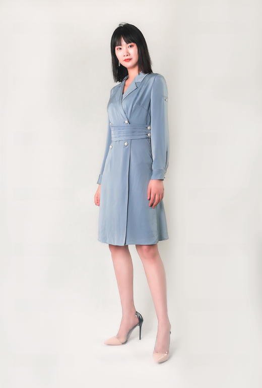 腰部造型可拆西服领连衣裙 商品图2