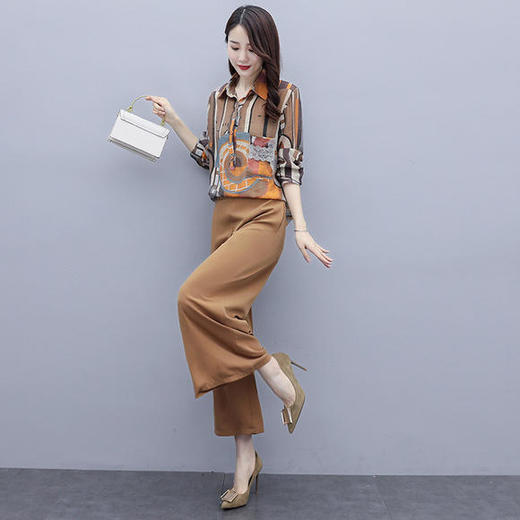 HT-DSD-201-8870-551秋季新款时尚百搭阔腿裤两件套 商品图3