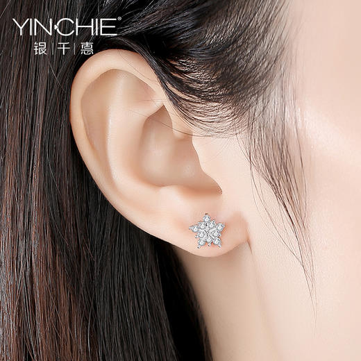 银千惠/s925纯银雪花耳钉女耳环新款潮韩国简约个性冷淡风耳饰 商品图3
