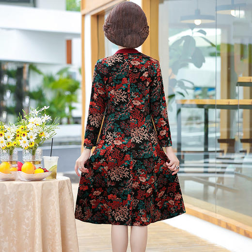 XK-BM9048中老年秋季新款短袖收腰宽松旗袍连衣裙 商品图2